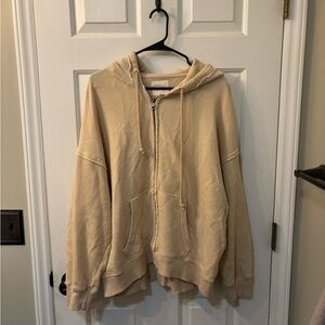 American Eagle Outfitters Cream Jacket: Size L/XL